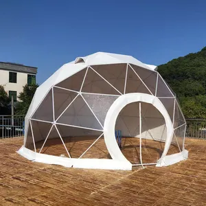 Tenda a cupola rotonda geo glamping all'aperto della casa di lusso dell'hotel della struttura del riparo d'acciaio geometrico