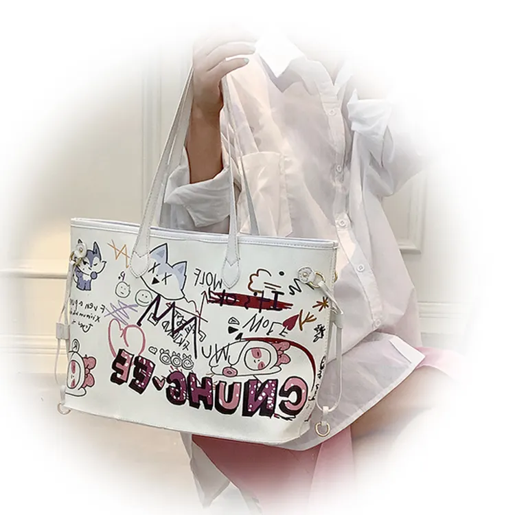 गर्म बिक्री लोकप्रिय महिला नई भित्तिचित्र बैग कार्टून डिजाइन महिलाओं हैंडबैग फैशन एक कंधे बैग
