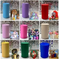 Lot de 3/5 housses cylindriques modernes de luxe en tissu uni pour table à desserts, gâteaux, anniversaires, mariages, bébés, sans flamme