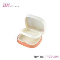 Processus de fabrication d'autocollants, boîte à poudre compacte vide, double couche, forme carrée arrondie, 56,5 mm, emballage de poudre compacte