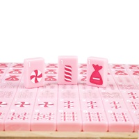 Tuiles de Mahjong rose pâle, esthétique vintage coquette, présentoir de table, pièces de Mahjong en acrylique solide haute brillance