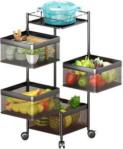 Eenvoudig Roterend <span class=keywords><strong>3</strong></span>-laags Fabrieks Beweegbare Vierkante Roterende Plantaardige Opslagrek Voor Thuisgebruik En Organisatie - Product Image 4