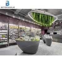 Comptoir de pharmacie sur mesure avec design 3D pour magasin commercial, présentoir de pharmacie, mobilier de magasin