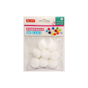 Pompon in lana ILAN 2,5 cm bianchi 8 pezzi Decorazioni per artigianato - Product Image 2