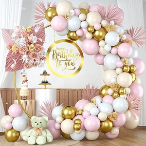 Ballons de décoration de fête pour premier <span class=keywords><strong>anniversaire</strong></span> de bébé de qualité supérieure ensemble de ballons dorés rose <span class=keywords><strong>beige</strong></span> - Product Image 1