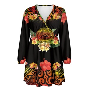 Abito da donna con scollo a V elegante e personalizzato in stile hawaiano per abiti in tessuto morbido per viaggi in spiaggia <span class=keywords><strong>Club</strong></span> all'ingrosso - Product Image 4