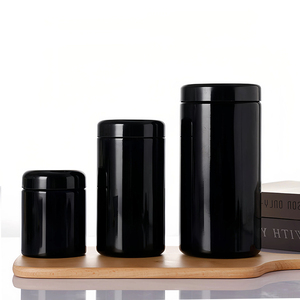 Botol Kaca Penyimpanan Makanan Suplemen Hitam Ukuran Kustom Grosir 100ml 150ml 200ml 250ml 500ml 1L dengan Tutup - Product Image 4