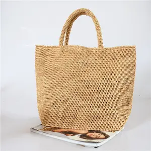 New Trendy tote bag natural crochet knitted Crossbody Straw Large Beach woven raffia market shopper bags