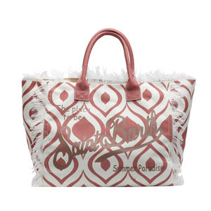 Sac fourre-tout en toile de coton pour femme, nouveau style, avec franges rayées personnalisées, idéal pour l'été et la plage, avec poche, vente en gros - Product Image 5