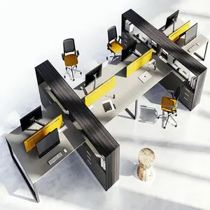 Saving Space Modular Office Furniture Cubicles Two Sides Face To Face 4 Person Office Workstation