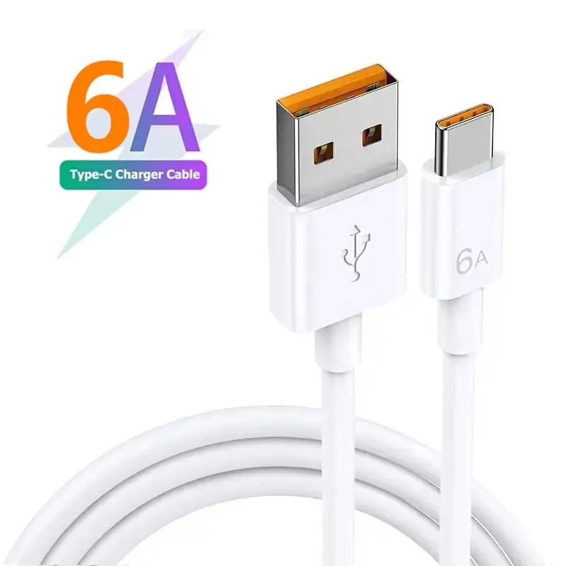 סיטונאי חם למכור 6a 66w usb סוג-c כבלי נתוני טעינה עבור אנדרואיד xiaomi אנדרואיד מטען מהיר כבל USB טעינה USB