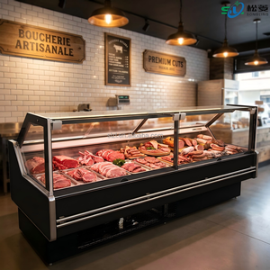 Comptoir de présentation réfrigéré commercial pour viande, en acier inoxydable, avec refroidissement par ventilateur, pour boucherie et supermarché - Product Image 2