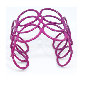 Brazalete Grueso de Latón con Esmalte Floral Dorado Árabe 2027, Joyería Italiana, Brazalete Geométrico Multicolor de Latón de 8mm - Product Image 6