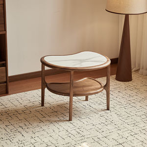 طاولة قهوة دائرية عصرية بسيطة، مصنوعة من خشب الجوز الأسود الأمريكي لغرفة المعيشة - Product Image 4