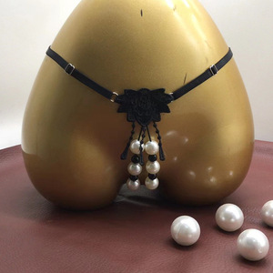 Tanga Sexy para Mujer Ding Zhi Mei, Blanco y Negro, Cintura Ajustable, Doble Hilera de Perlas, Masaje, Cómoda, Accesorios Íntimos - Product Image 4