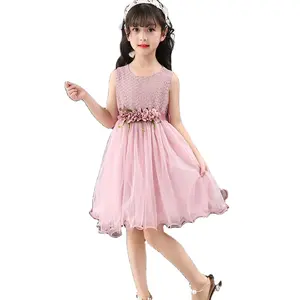 Children Clothing Dress Kids Party Dresses With Tutu For Girls Wearing With Flowers Decoration