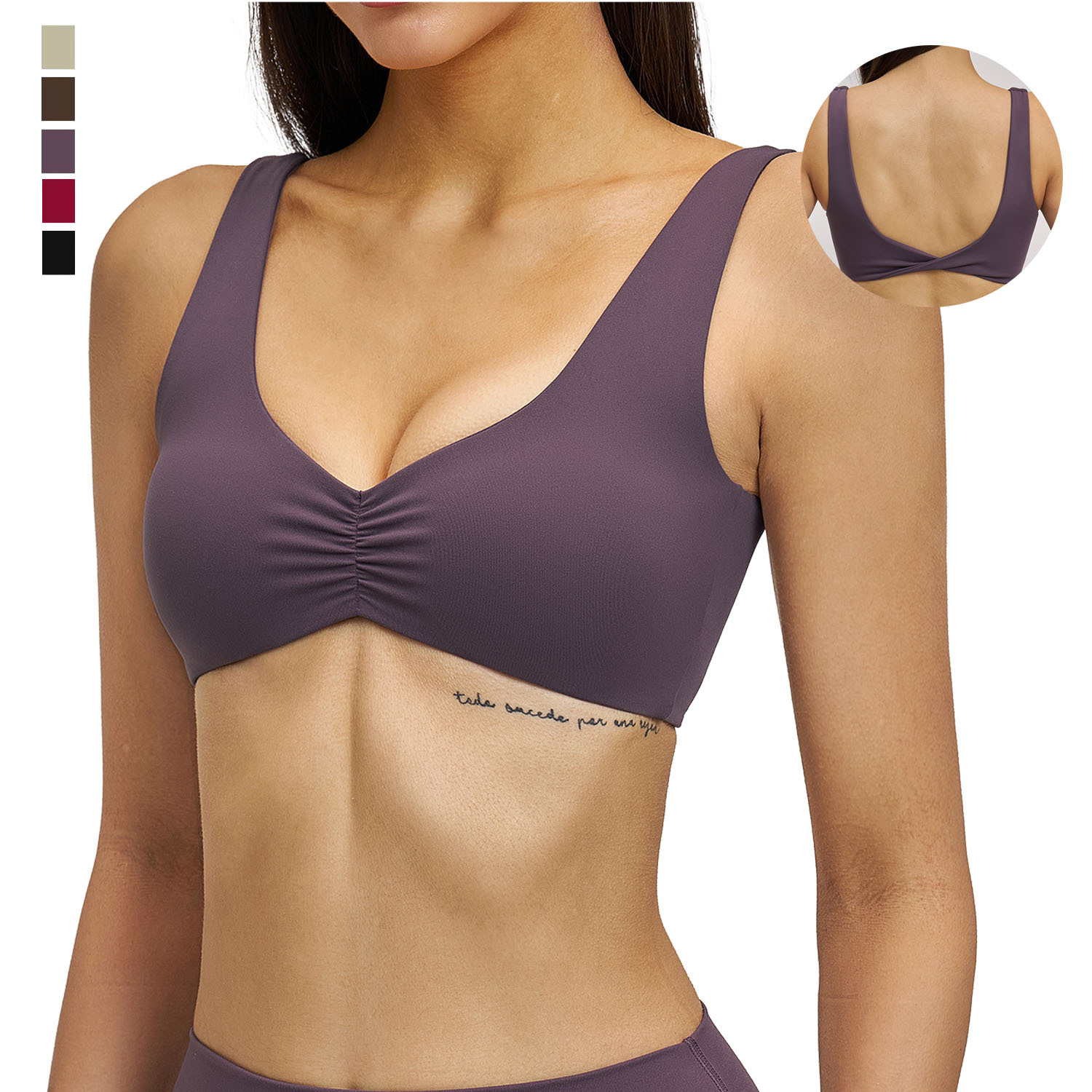 Women's Lightweight High Support Sport Bra Breathable Four-Way Stretch Removable Pads Twist Back Yoga Workout Fitness Wear