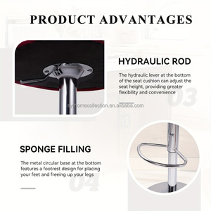 <span class=keywords><strong>Taburetes</strong></span> de Bar Acolchados de Terciopelo, Cómodos, Giratorios, con Base de Metal Negro, Ajustables para Exteriores, Gimnasio, <span class=keywords><strong>Cocina</strong></span> - Product Image 4