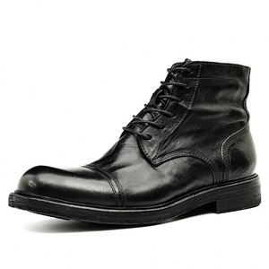 Goodyear Premium Hand-Woven Lace-Up Men's Shoes, Three-Pointed Buckle, Buffalo Leather Round Top, High-Top Cowhide <b>Boot</b> - Product Image 1