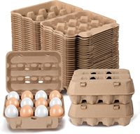 Lot de 25 cartons à œufs, style 3x4, réutilisables, en pâte de papier naturelle, bon marché, robustes, pour réfrigérateur