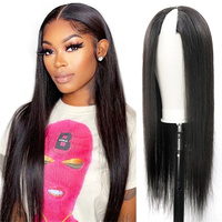 Nouvelle arrivée 28 pouces perruque droite U V partie perruque cheveux humains sans colle partie mince cheveux brésiliens V partie perruque
