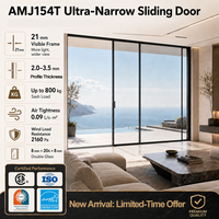 Puerta Panorámica Energy Star con Rotura de Puente Térmico, Doble Acristalamiento, Vidrio Templado, Marco Delgado, Puerta Corredera para Patio