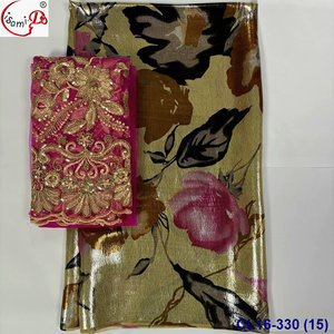 Tissu en soie pure Lisami multicolore 2+5 yards, en mousseline de soie métallisée, doux et luxueux, style soudanais Frasawei Dirac Garbasar Maqmal Toob - Product Image 5