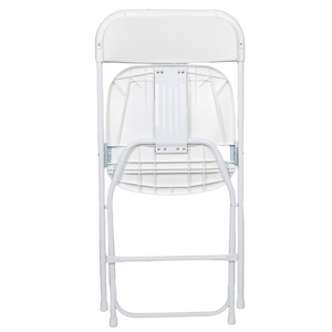 Silla Plegable de Plástico Blanca con Estructura Metálica Resistente para Interiores, Oficina, Comedor al Aire Libre, Playa, Entretenimiento, Fiestas, Bodas y Eventos - Product Image 3