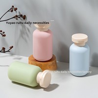 Set Botol Kosmetik Kosong 100ml, Botol Plastik PE Ekstrusi Berlapis Flocking dengan Tutup Flip, untuk Perjalanan