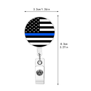 Porte-badge rétractable transfrontalier avec drapeau américain, boucle à tirage facile, étiquette nominative, porte-carte d'identité, anti-perte, antivol, porte-clés - Product Image 3
