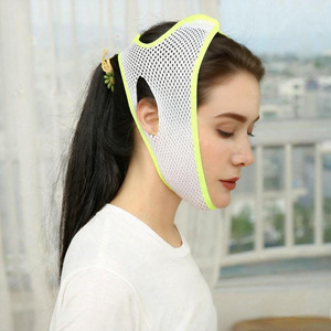 Cinturón moldeador facial transpirable de malla en V, dispositivo antirronquidos de poliéster blanco para contorno facial - Product Image 3