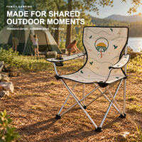 Chaise d'extérieur robuste pliable avec accoudoirs, porte-gobelet et motif logo personnalisé pour le camping familial (vente en gros)