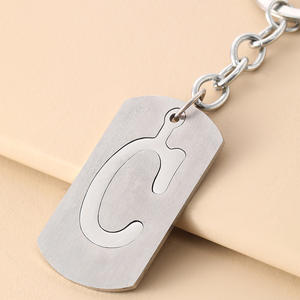 Initiale personnalisée A - Z lettre Options porte-clés en acier inoxydable Alphabet porte-clés personnalisé monogramme cadeau pour hommes femmes - Product Image 3