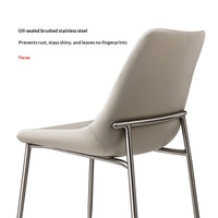 Chaise de salle à manger en acier inoxydable, style italien, luxe léger, design haut de gamme, moderne, sans accoudoirs, non rotative, pour la maison