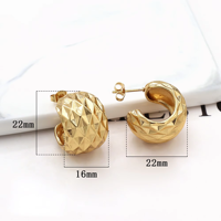 Pendientes de Aro en Forma de C con Cadena Geométrica de Acero Inoxidable, Chapados en Oro de 18k, Estilo Punk, para Mujer