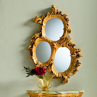 Console de luxe française avec miroir, ensemble de meubles d'entrée, sculpté avec précision en bois de bouleau antique, fabriqué en usine au Guangdong