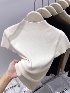 Nouvelle collection automne : Haut élégant pour <span class=keywords><strong>femme</strong></span>, style coréen, à manches classiques, en viscose/polyester tissé à la main, couleur unie, amincissant, col montant - Product Image 2