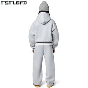 Chándal personalizado de algodón de gran tamaño para hombre, pantalones de chándal acampanados y conjuntos de Sudadera con capucha para hombre - Product Image 5