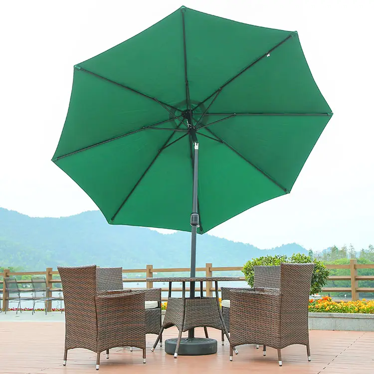 Outdoor Central Pole Garden Sun Umbrella Sunshade Patio Umbrellas Parasol Patio Furniture Set With Umbrella