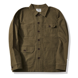 Veste de travail vintage à texture peau de taupe, vêtement de travail, veste de <span class=keywords><strong>charpentier</strong></span> décontractée de couleur unie - Product Image 4