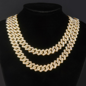 Cadena de eslabones cubanos para hombre, collar cubano de Miami, cadena de oro y plata de 18 quilates, <span class=keywords><strong>cadenas</strong></span> de corte de diamante para hombres y mujeres, joyería de Hip Hop helada de 15mm - Product Image 2