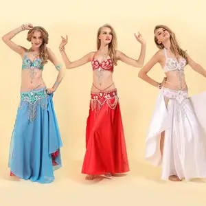 Costumes professionnels pour la danse du ventre, 9 pièces, en rouge et blanc