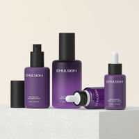 Flacon en verre rond pour soins de la peau de 30 ml, 50 ml, 100 ml, avec pompe, compte-gouttes, bouchon jaune, ambre, rose, flacon pour émulsion cosmétique, sérum, logo personnalisé
