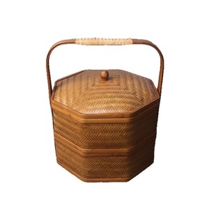 July 7th Octagonal <b>Bamboo</b> Woven Storage Basket Handmade Traditional Tea Ceremony <b>Container</b> Kitchen Use - Product Image 5