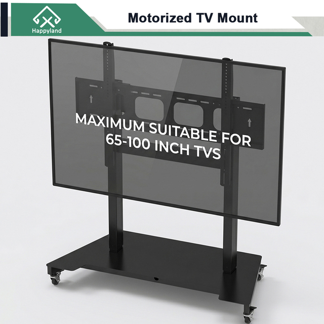 Electric Mobile TV Stand with Wheels Height Adjustable TV Mounts & Carts for 65 to 100 Inch Television
