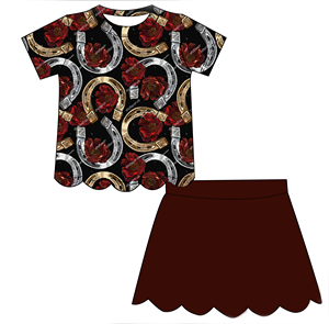 Ensemble 2 pièces été pour petites filles : Haut et jupe-short à ourlet festonné – Tenue décontractée personnalisée à manches courtes pour la rentrée scolaire – Vente chaude - Product Image 5