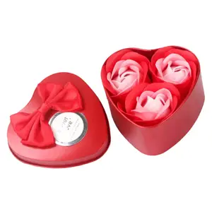 3 Pcs/boîte Beau Coeur Parfumé Bain Corps Pétale Rose Fleur Savon Décoration Mariage Meilleur Cadeau Saint Valentin