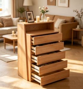 Modern Solid Wood 5-<b>Drawer</b> Living Room Cabinet Scandinavian Style <b>Storage</b> Furniture <b>for</b> Home Use - Product Image 2