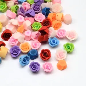 New 12mm Mini 3D Polymer Clay Rose Flower MIniature DIY Hair Headband Decoration Jewelry Findings