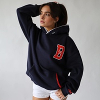Maßgefertigter Bestickter Damen-Baumwoll-Oversized-Pullover Hoodie Strick-Designer-Rundhalspullover Unisex-Set Individualisierung mit Logo
